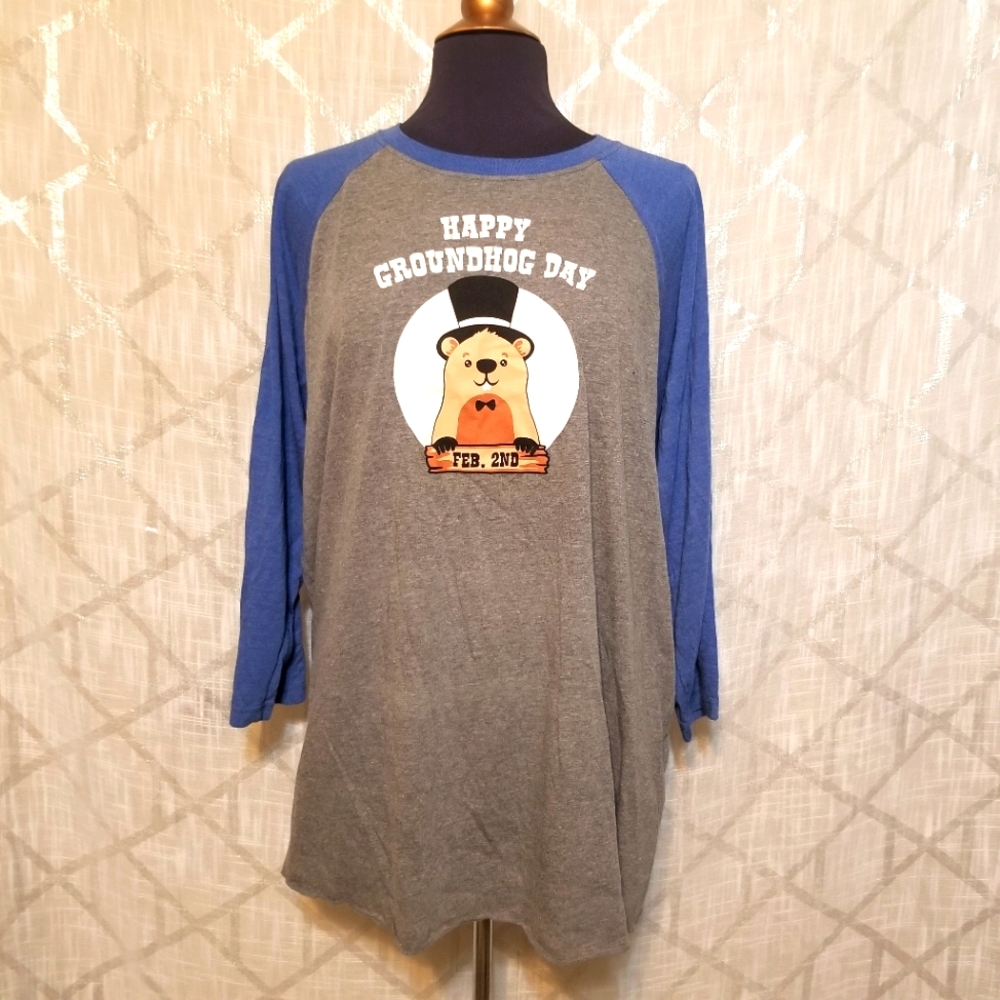 Happy Groundhog Day Top Oversized  Shirt Size XXL Plus Size